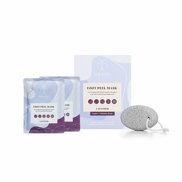 Thealto Lavender Foot Peel Masks + Pumice Stone, Gently Exfoliates and Leaves Skin Baby Soft TH-FMLAV-PK